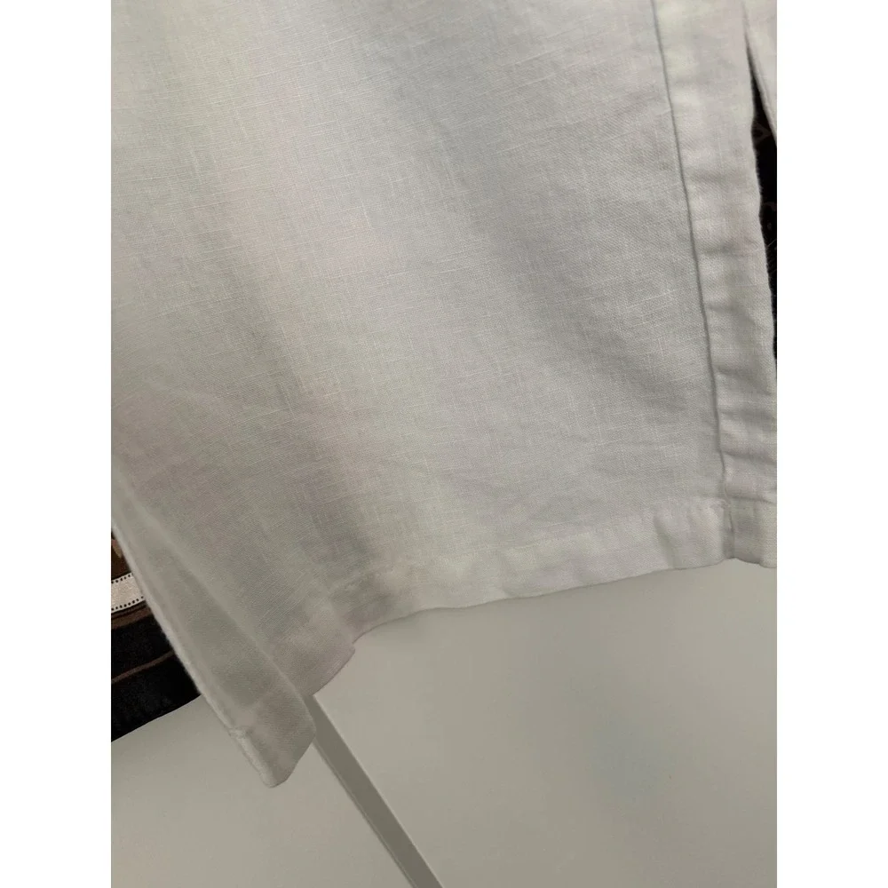 Jones New York White Linen Wide Leg Drawstring Waist Summer Pants Womens